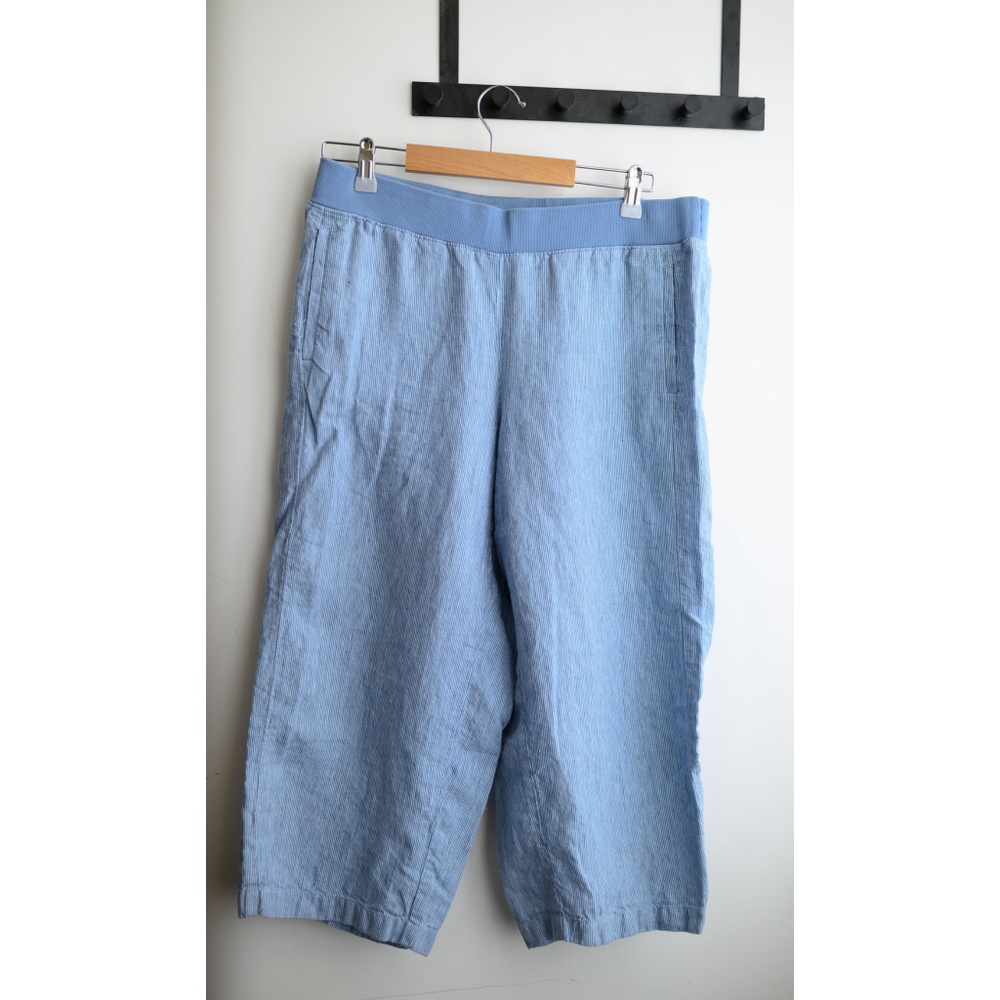 Women's J.Jill Blue & White Striped LOVE Linen Wide Leg Pants Size M Petite